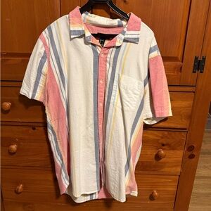 Color Block Striped Button Down